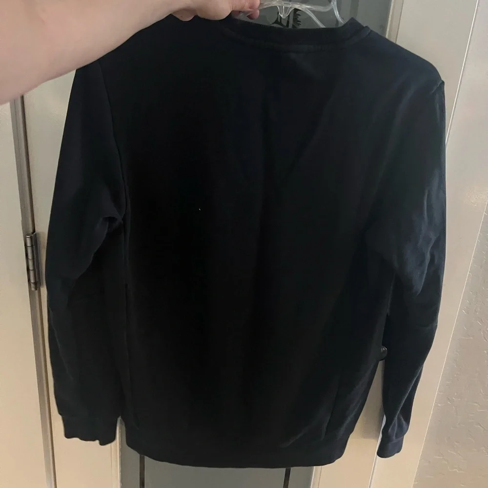 Adidas logo crewneck, black pullover sweatshirt